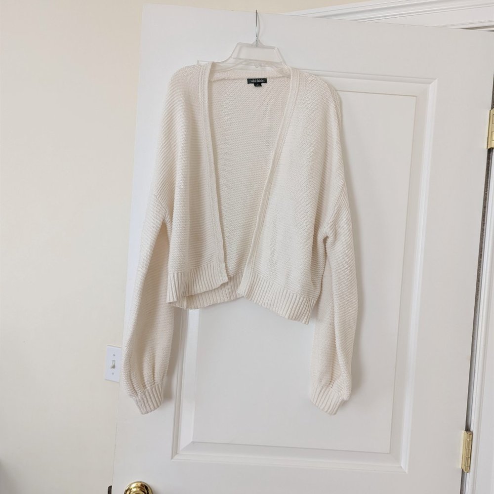 Wild fable cream white cropped cardigan, sweater, puff sleeves - xs